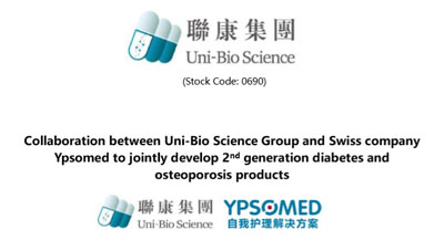 Collaboration between Uni-Bio Science Group and Swiss company Ypsomed to jointly develop 2nd generation diabetes and osteoporosis products